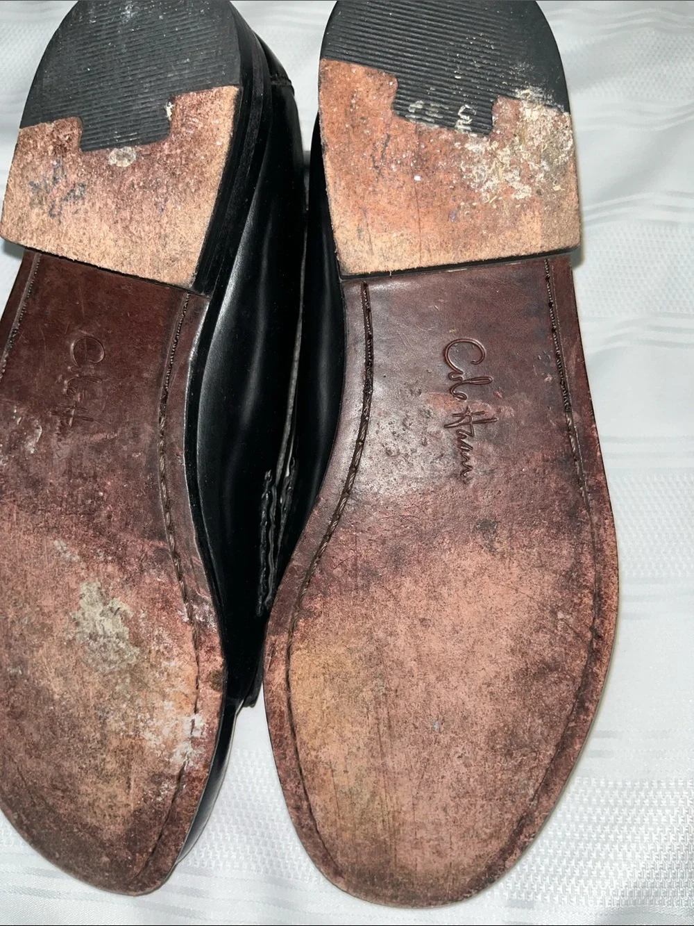 Cole Haan Black Leather Kiltie Slip-On Loafers with Buckle